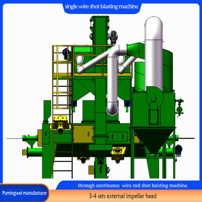 37/30/22 Kw/Piece Blast Wheel Power Single Strand Online Wire Rod Shot Blasting Machine Ηλεκτρονική μηχανή για την εκτόξευση συρματόπλεγματος
