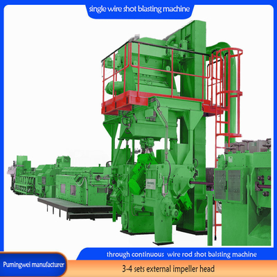 37/30/22 Kw/Piece Blast Wheel Power Single Strand Online Wire Rod Shot Blasting Machine Ηλεκτρονική μηχανή για την εκτόξευση συρματόπλεγματος