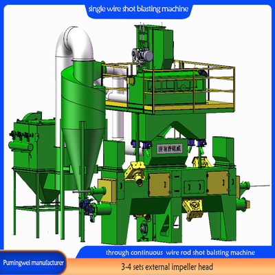 37/30/22 Kw/Piece Blast Wheel Power Single Strand Online Wire Rod Shot Blasting Machine Ηλεκτρονική μηχανή για την εκτόξευση συρματόπλεγματος