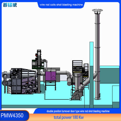 Υψηλής καθαρότητας διπλής θέσης Τύπος πόρτας κυματισμού Wire Rod Coil Shot Blast Machine PMW4350