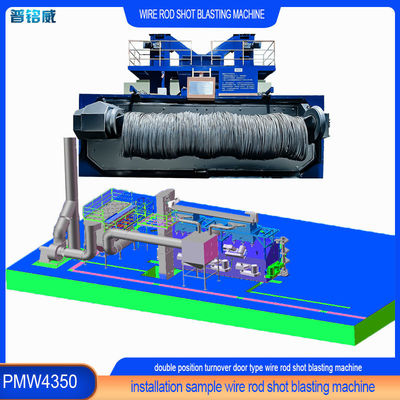 Υψηλής καθαρότητας διπλής θέσης Τύπος πόρτας κυματισμού Wire Rod Coil Shot Blast Machine PMW4350