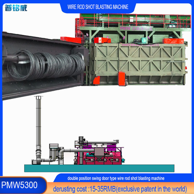 30kw/Set Impeller Head Power Wire Rod Coil Shot Blasting Cleaning Machine για δύο πόρτες