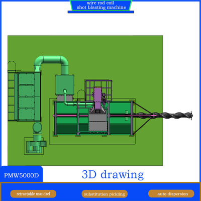 PMW5000D Wire Rod Coil Shot Blasting Machine με μονοστοιχία θέσης PLC βίδα μάντρα