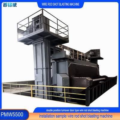 30kw/Set Δύναμη κεφαλής τροφοδότησης Pmw 5500 Wire Rod Shot Blasting Machine 8 τροχούς εκρήξεως
