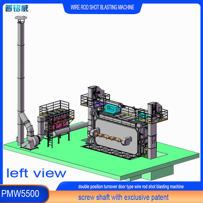 30kw/Set Δύναμη κεφαλής τροφοδότησης Pmw 5500 Wire Rod Shot Blasting Machine 8 τροχούς εκρήξεως