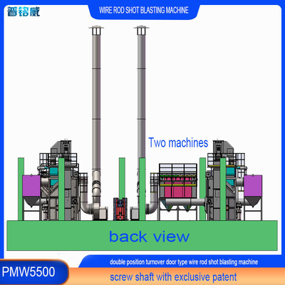 Προσαρμογή Wire Rod Coild Shot Blasting Machine με δύο Mandrels Φορτωτική πόρτα
