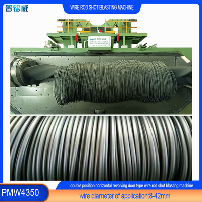 Δύναμη κεφαλής τροφοδότησης 30kw/set Wire Rod Shot Blasting Machine για την αποκόλληση της επιφάνειας του σύρματος