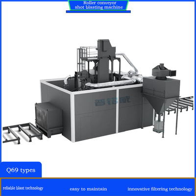 Προσαρμοσμένο Q69series Roller Conveyor Shot Blasting Machine για το καθαρισμό της επιφάνειας του εργασιακού υλικού