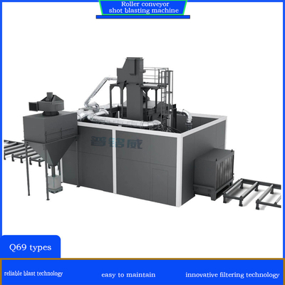 Προσαρμοσμένο Q69series Roller Conveyor Shot Blasting Machine για το καθαρισμό της επιφάνειας του εργασιακού υλικού
