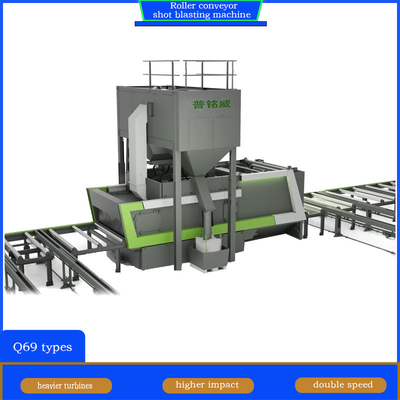 Ενίσχυρη κεφαλή έλξης 4 * 11kw Roller Conveyor Shot Blasting Machine για χάλυβα προφίλ