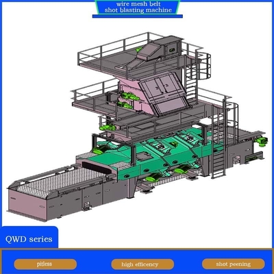Προσαρμοσμένο QWD Series Wire Mesh Belt Shot Blasting Machine για πλαστικές κατασκευές