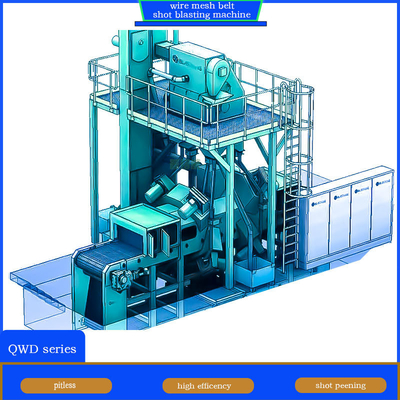 Προσαρμοσμένο QWD Series Wire Mesh Belt Shot Blasting Machine για πλαστικές κατασκευές