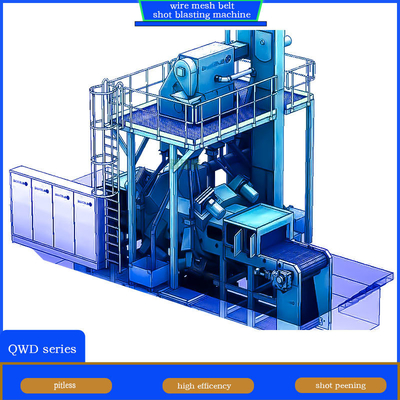 Προσαρμοσμένο QWD Series Wire Mesh Belt Shot Blasting Machine για πλαστικές κατασκευές