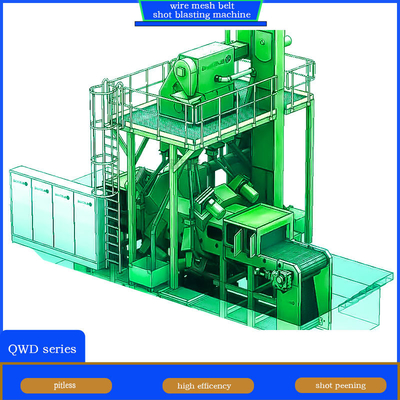 Προσαρμοσμένο QWD Series Wire Mesh Belt Shot Blasting Machine για πλαστικές κατασκευές