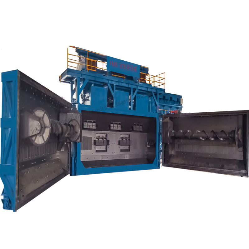 Δύο θέσεις κρεμασμένος τύπος κεντήρας Mandrels Wire Rod Coil Shot Blasting Machine