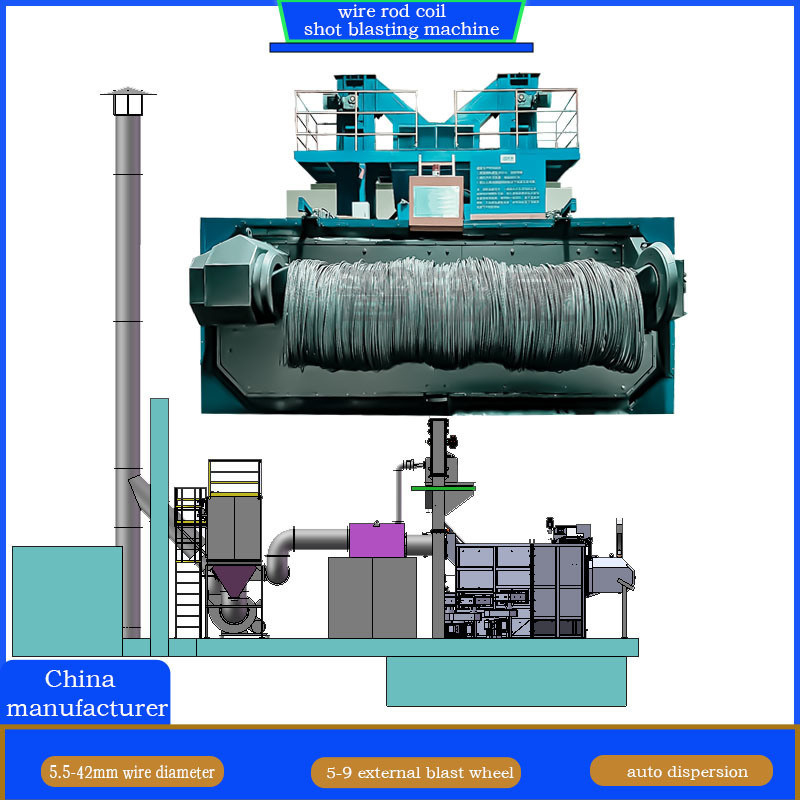 20-40RMB/T Κόστος αποστράγγισης Wire Rod Coil Shot Blasting Machine για τέλειο αποτέλεσμα αφαίρεσης