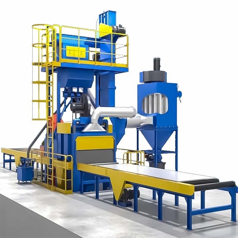 4*11kw Impeller Head Power Crawler Abrator για μεταλλικά φύλλα σε σχεδιασμό κυλινδρικών μεταφορέων